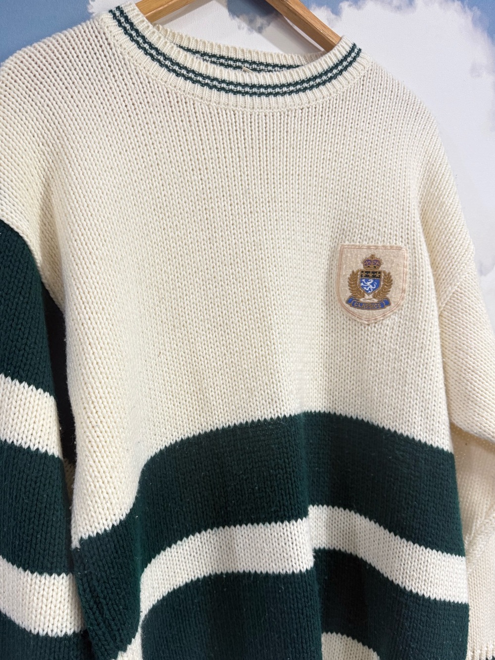 Vintage 90s Colour Block Stripe Collegiate Rugby Style Crewneck Sweater